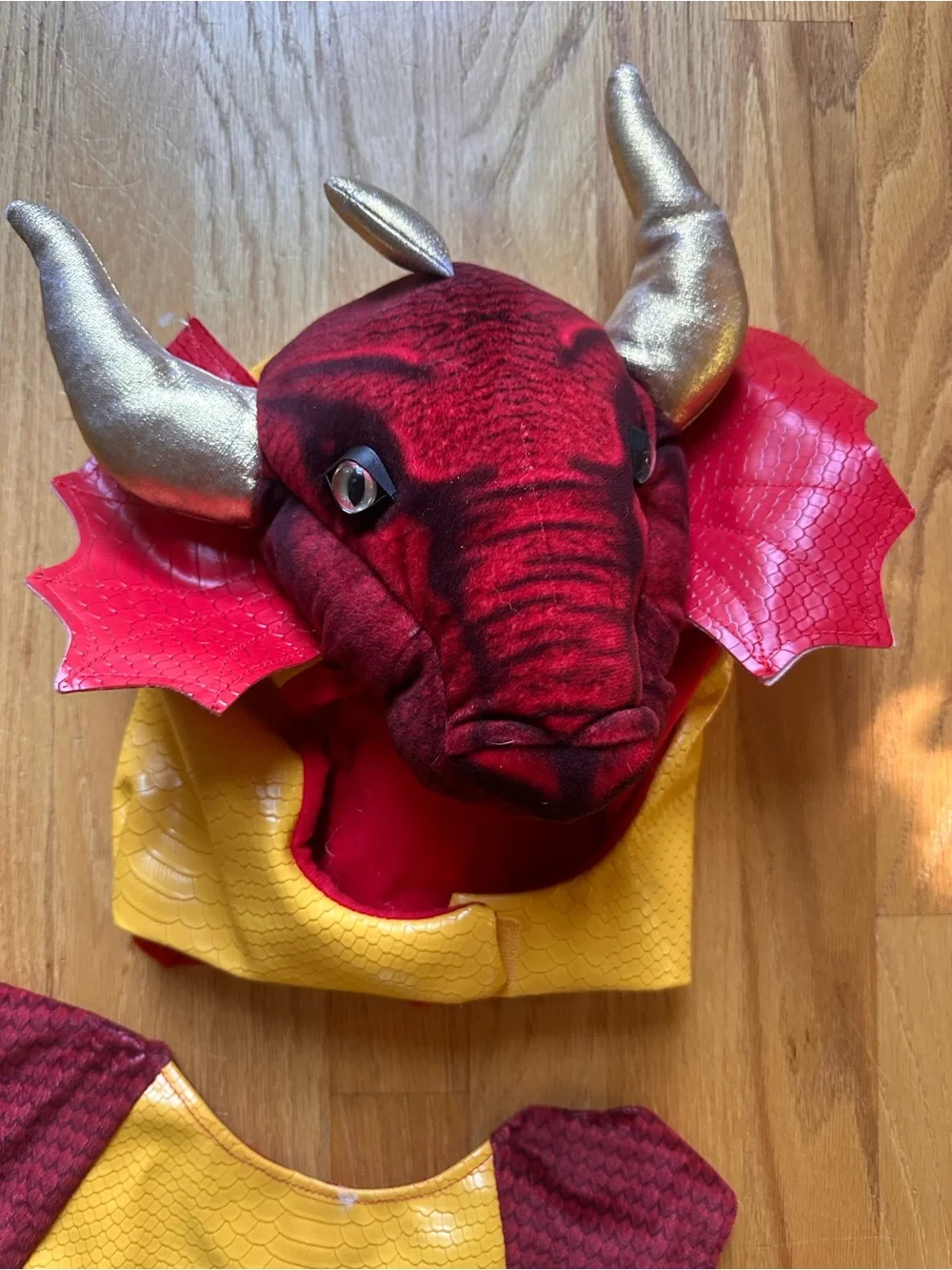 Kids Red Gold Dragon Halloween Costume Hood Tail Approx Size 5T